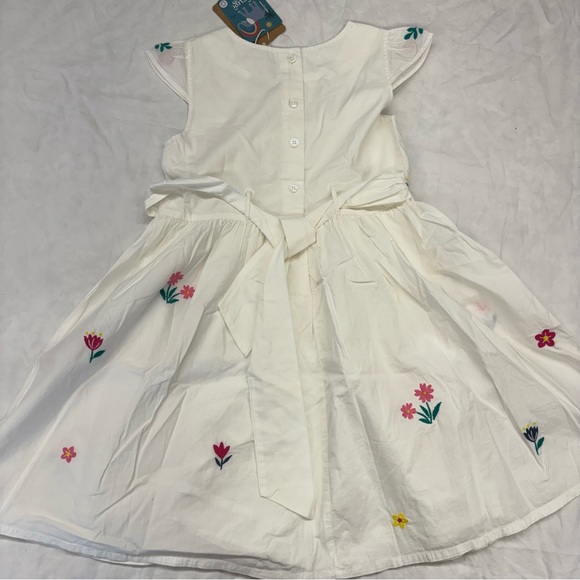 Frugi Rosy Embroidered Dress Size 6-7 NWT Organic Cotton White Flowers - Picture 5 of 5
